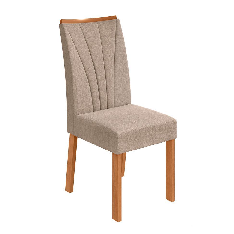 Conjunto com 6 Cadeiras Apogeu Linho Bege e Amêndoa - 2