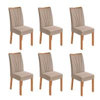 Conjunto com 6 Cadeiras Apogeu Linho Bege e Amêndoa - 1