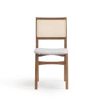 Conjunto de Mesa Retangular com Tampo de Madeira Maciça Frame e 4 Cadeiras Serena Poliéster Cinza Claro e Natural - 7