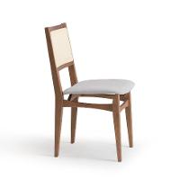 Conjunto de Mesa Retangular com Tampo de Madeira Maciça Frame e 4 Cadeiras Serena Poliéster Cinza Claro e Natural - 9