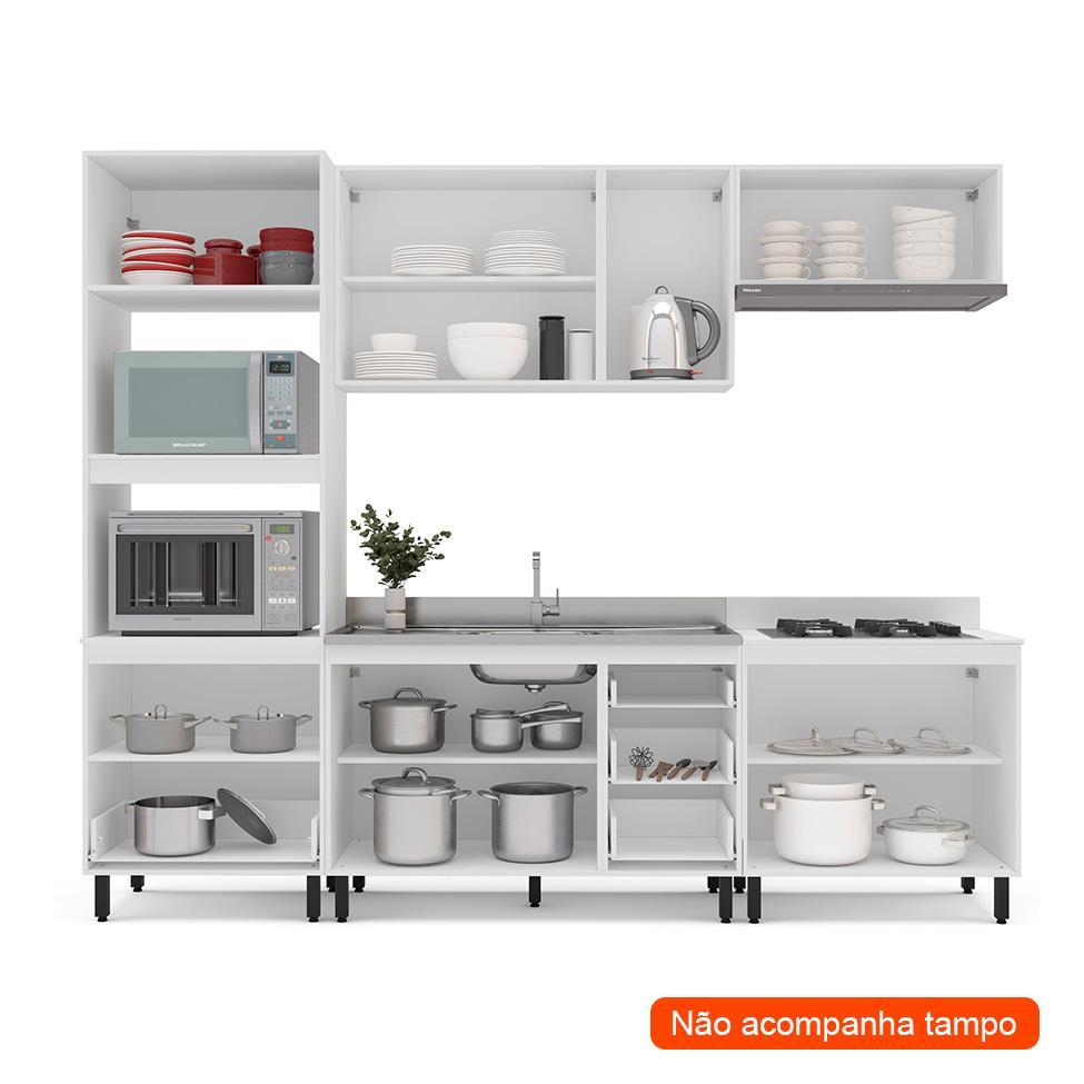 Cozinha Compacta Sem Tampo Amara 10 Portas 4 Gavetas Branca - 2