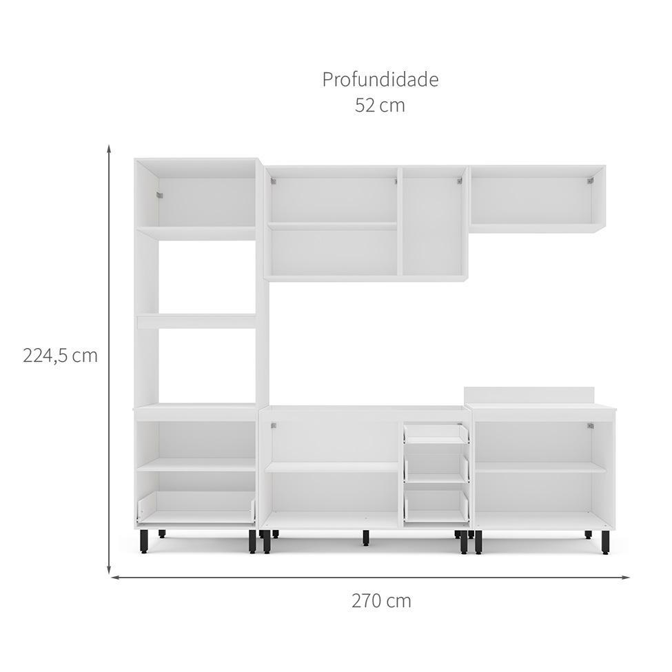 Cozinha Compacta Sem Tampo Amara 10 Portas 4 Gavetas Branca - 3