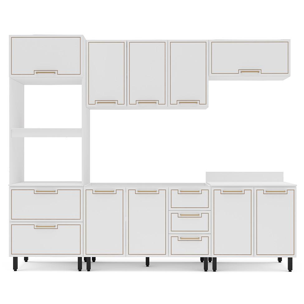 Cozinha Compacta Sem Tampo Amara 10 Portas 4 Gavetas Branca - 5