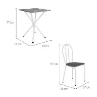 Conjunto de Mesa Quadrada com Tampo Granito e 4 Cadeiras Léia Revestimento Sintético Branco e Palha - 3