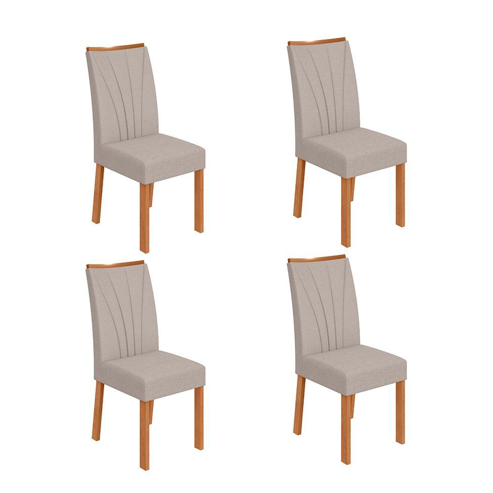 Conjunto com 4 Cadeiras Apogeu Linho Cinza e Amêndoa - 1