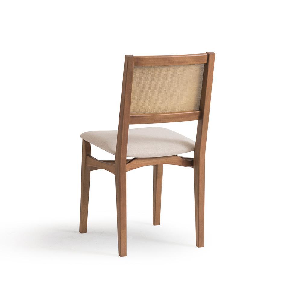 Conjunto com 2 Cadeiras Serena com Tela Nogueira Poliéster Bege e Marrom - 4