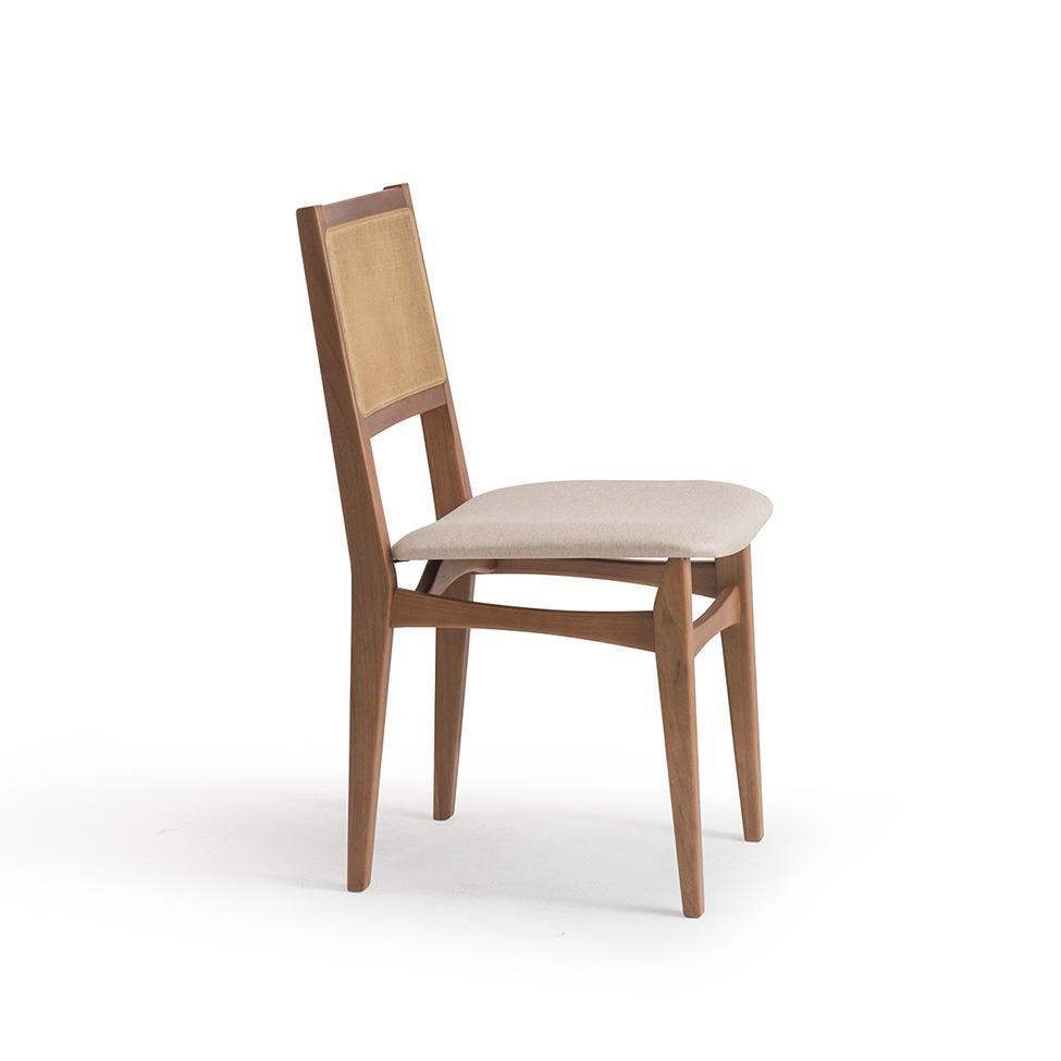 Conjunto com 2 Cadeiras Serena com Tela Nogueira Poliéster Bege e Marrom - 5