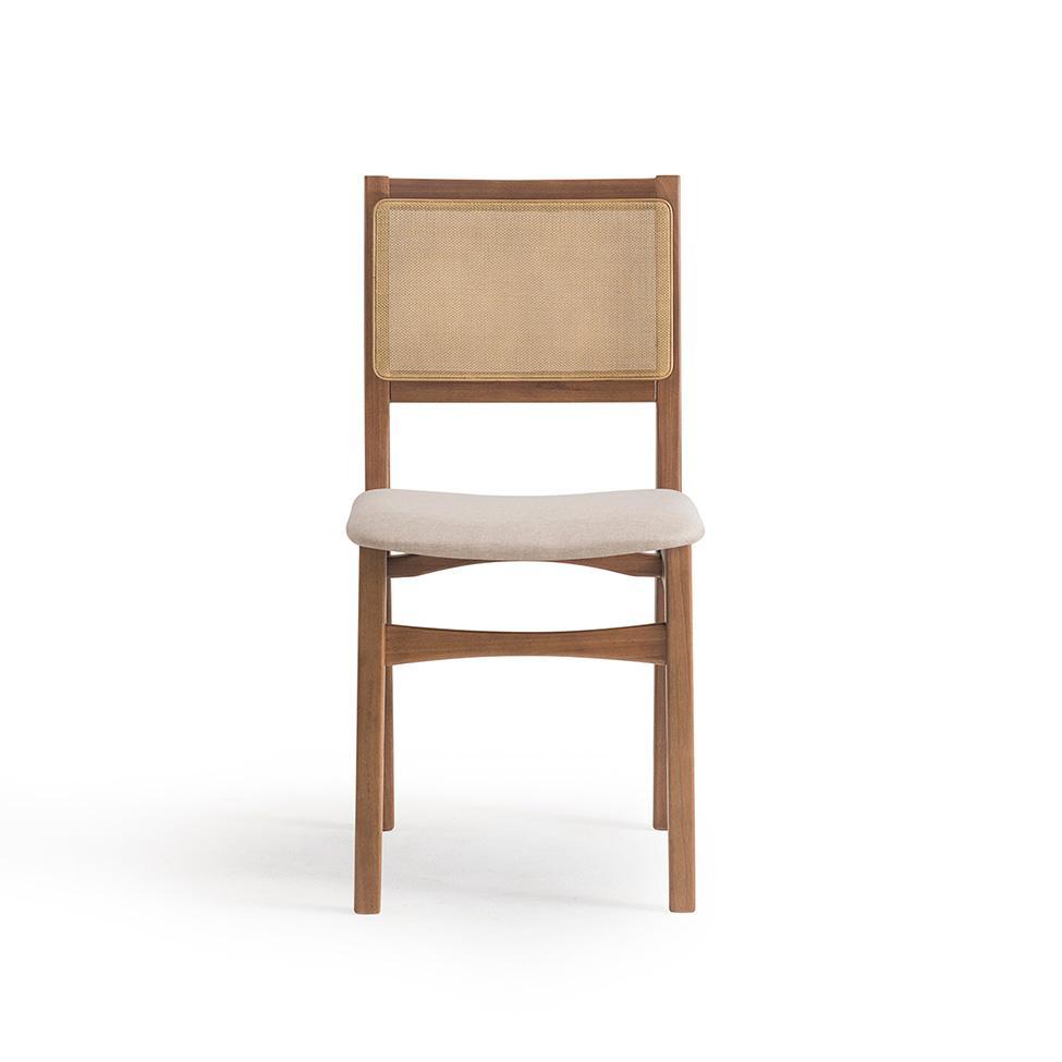 Conjunto com 2 Cadeiras Serena com Tela Nogueira Poliéster Bege e Marrom - 7