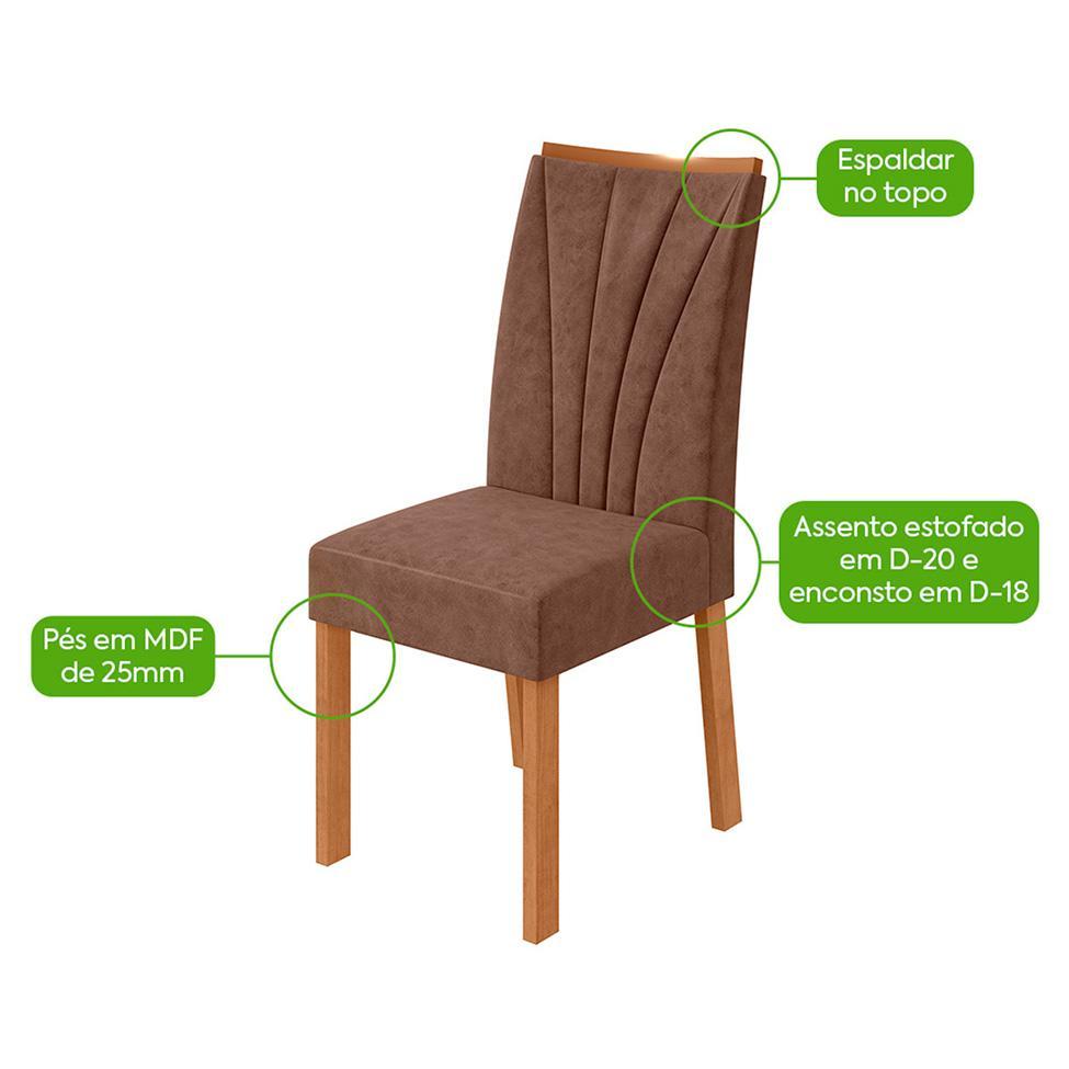Conjunto com 6 Cadeiras Apogeu Revestimento Sintético Avelã e Amêndoa - 4