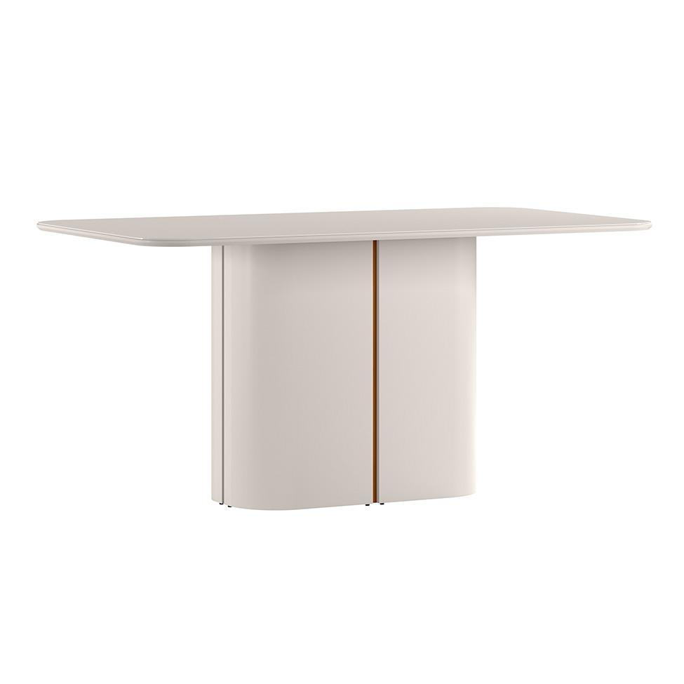 Conjunto de Mesa Retangular com Tampo de Vidro Off White Serena e 8 Cadeiras Cecília Poliéster Cinza e Ypê - 5