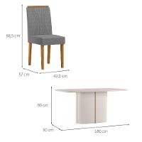 Conjunto de Mesa Retangular com Tampo de Vidro Off White Serena e 8 Cadeiras Cecília Poliéster Cinza e Ypê - 3