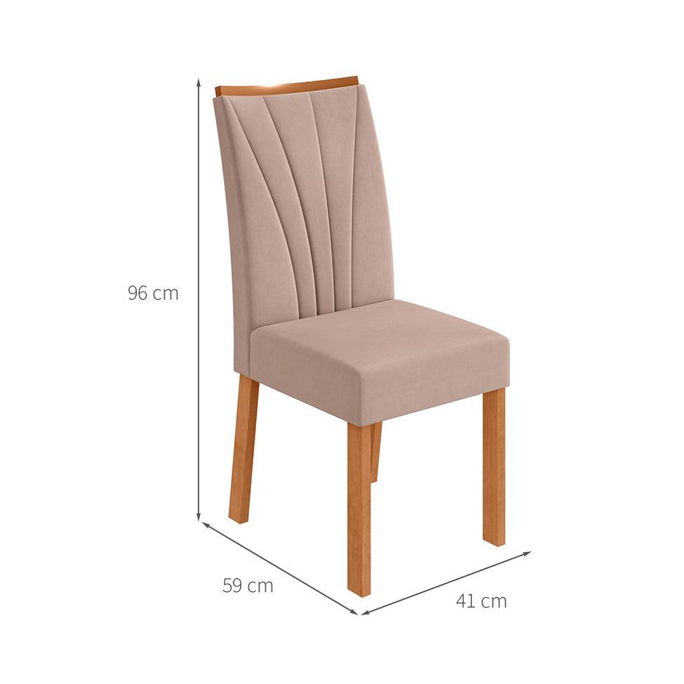 Conjunto com 6 Cadeiras Apogeu Veludo Creme e Amêndoa - 3