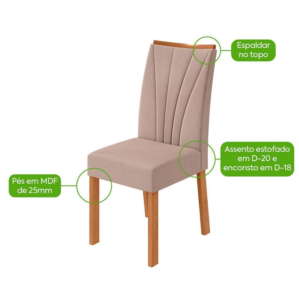 Conjunto com 6 Cadeiras Apogeu Veludo Creme e Amêndoa - 4