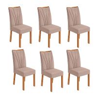 Conjunto com 6 Cadeiras Apogeu Veludo Creme e Amêndoa - 1