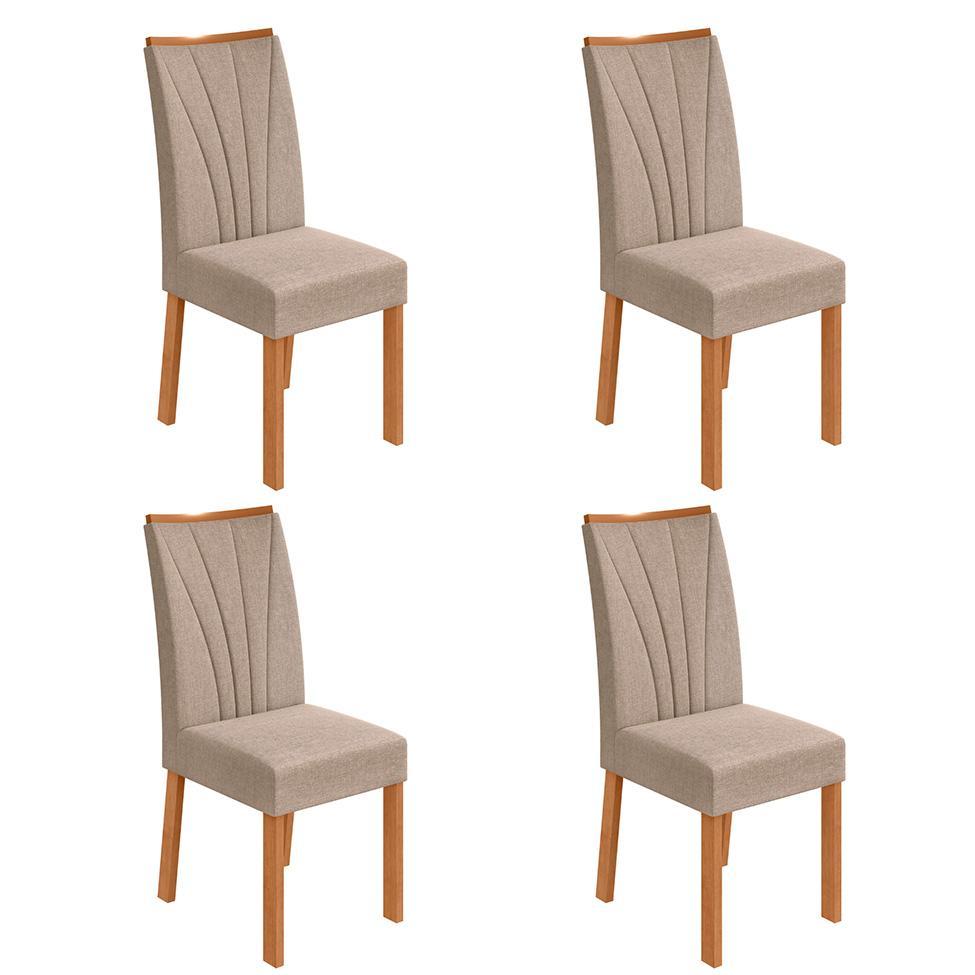 Conjunto com 4 Cadeiras Apogeu Linho Bege e Amêndoa - 1