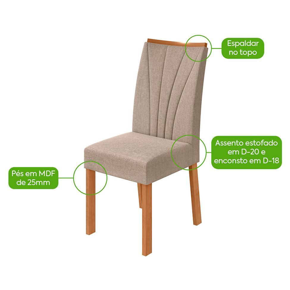 Conjunto com 4 Cadeiras Apogeu Linho Bege e Amêndoa - 4