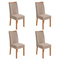 Conjunto com 4 Cadeiras Apogeu Linho Bege e Amêndoa - 1