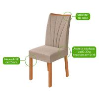 Conjunto com 4 Cadeiras Apogeu Linho Bege e Amêndoa - 4