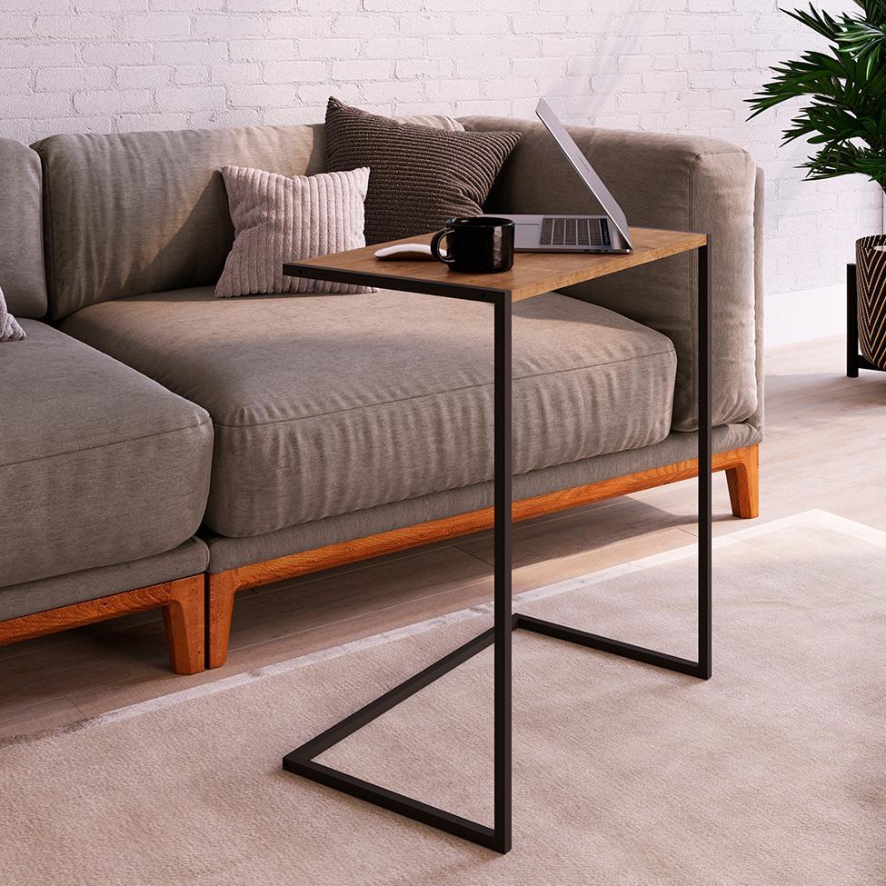 Conjunto com 2 Mesas Laterais Telúrio Hanover e Preto - 4