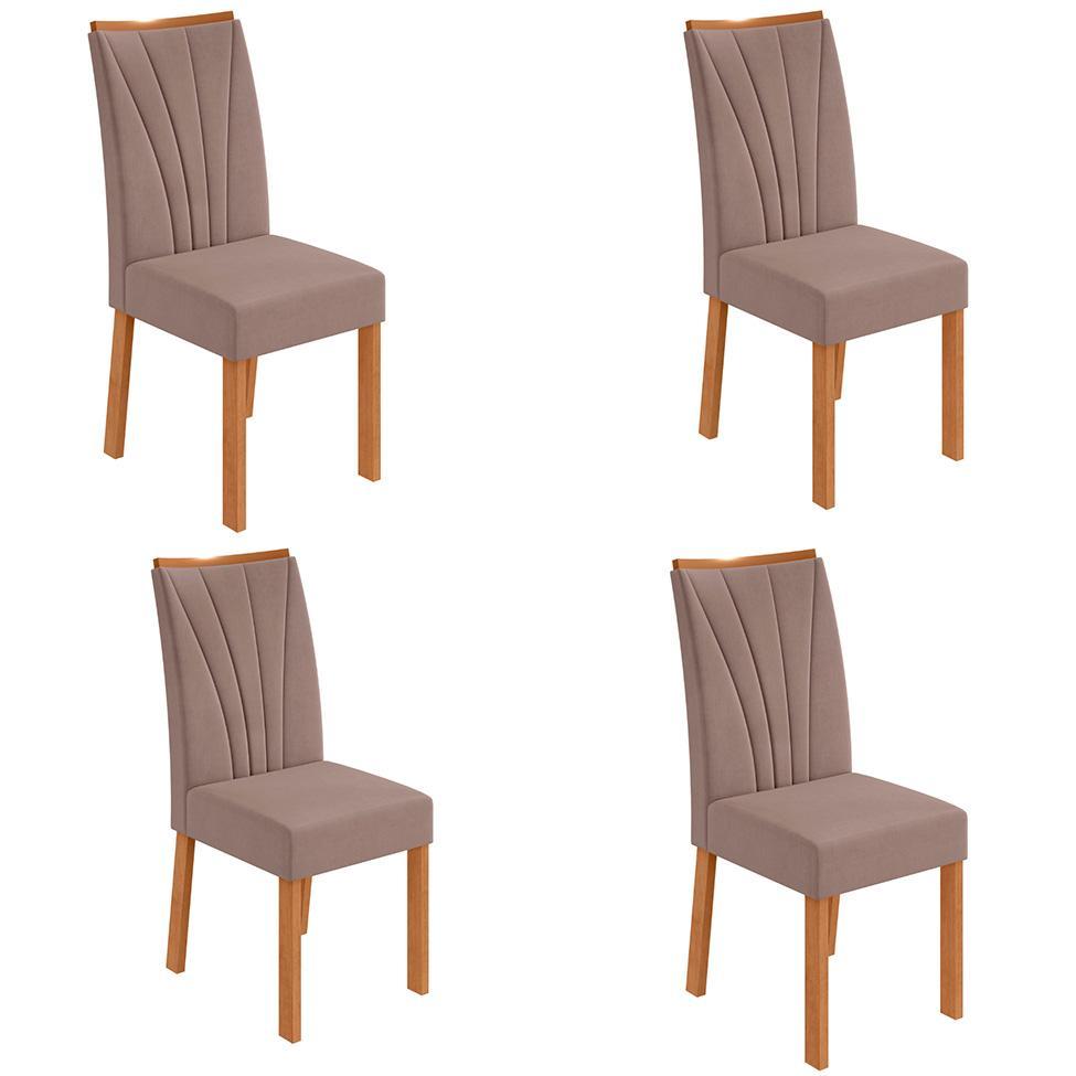 Conjunto com 4 Cadeiras Apogeu Suede Bege e Amêndoa - 1