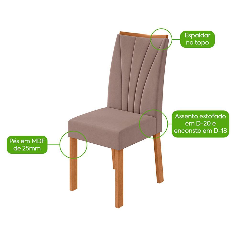 Conjunto com 4 Cadeiras Apogeu Suede Bege e Amêndoa - 4