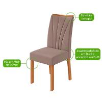 Conjunto com 4 Cadeiras Apogeu Suede Bege e Amêndoa - 4