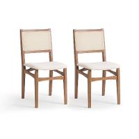 Conjunto com 2 Cadeiras Serena com Tela Natural Algodão Bege Claro e Marrom - 1