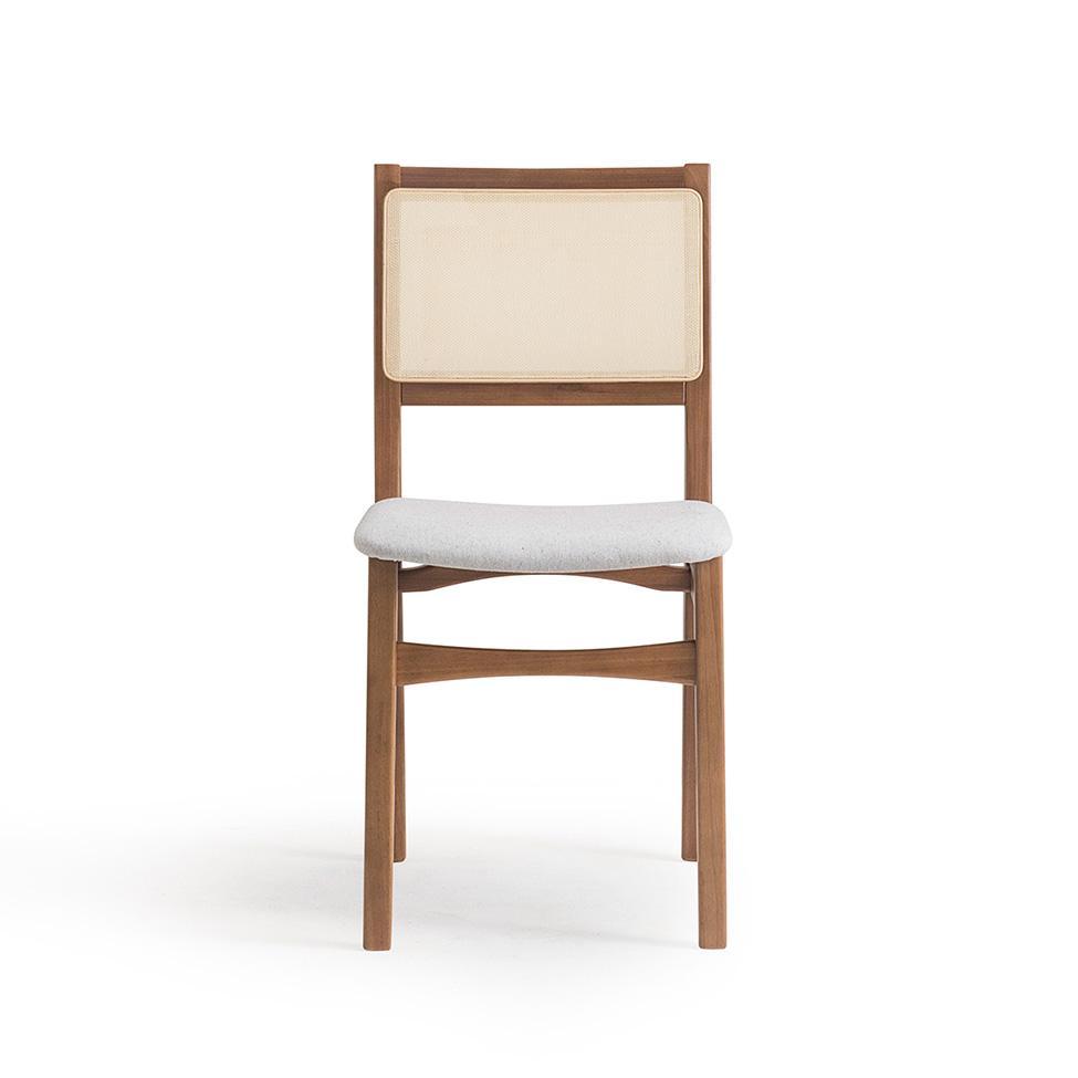 Conjunto com 2 Cadeiras Serena com Tela Natural Algodão Cinza Claro e Marrom - 7