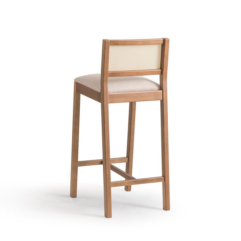 Conjunto com 2 Banquetas Serena com Tela Natural Poliéster Bege e Marrom - 2