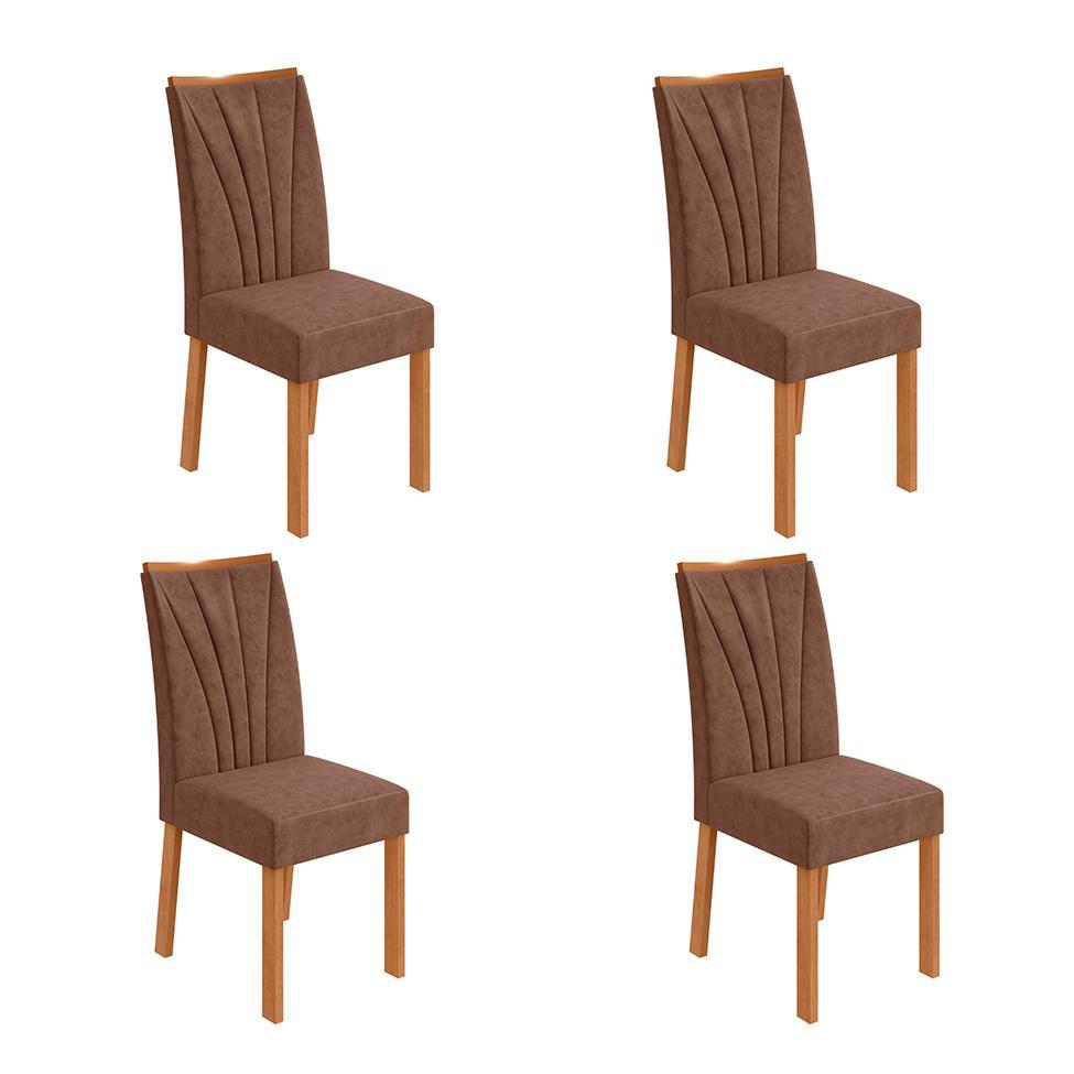 Conjunto com 4 Cadeiras Apogeu Revestimento Sintético Avelã e Amêndoa - 1