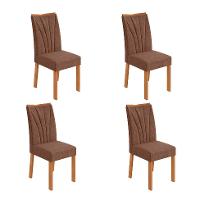 Conjunto com 4 Cadeiras Apogeu Revestimento Sintético Avelã e Amêndoa - 1