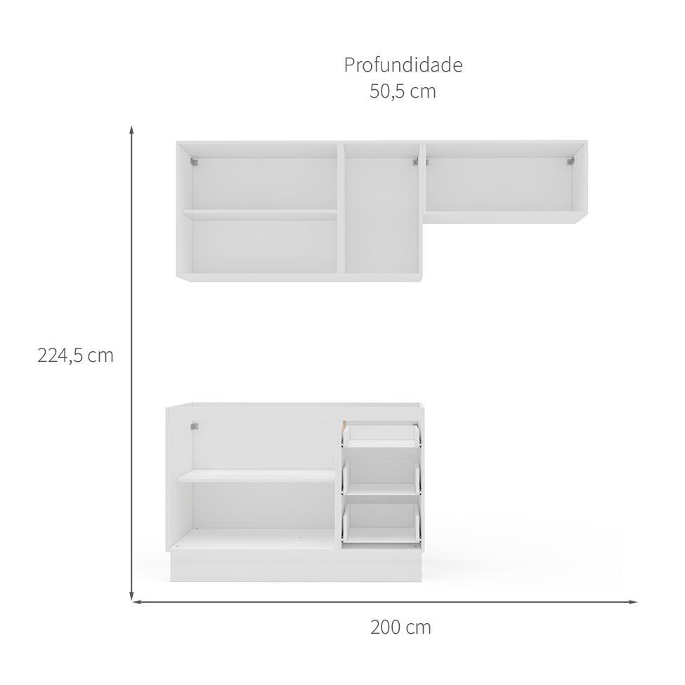 Cozinha Compacta sem Tampo com Rodapé Meena 6 Portas 3 Gavetas Branca - 3