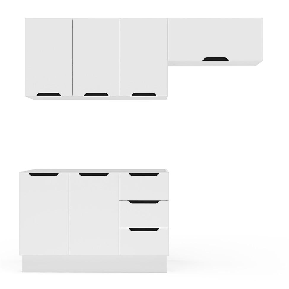 Cozinha Compacta sem Tampo com Rodapé Meena 6 Portas 3 Gavetas Branca - 5