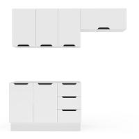 Cozinha Compacta sem Tampo com Rodapé Meena 6 Portas 3 Gavetas Branca - 5