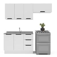 Cozinha Compacta sem Tampo com Rodapé Meena 6 Portas 3 Gavetas Branca - 6