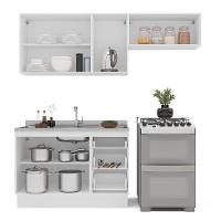 Cozinha Compacta sem Tampo com Rodapé Meena 6 Portas 3 Gavetas Branca - 8