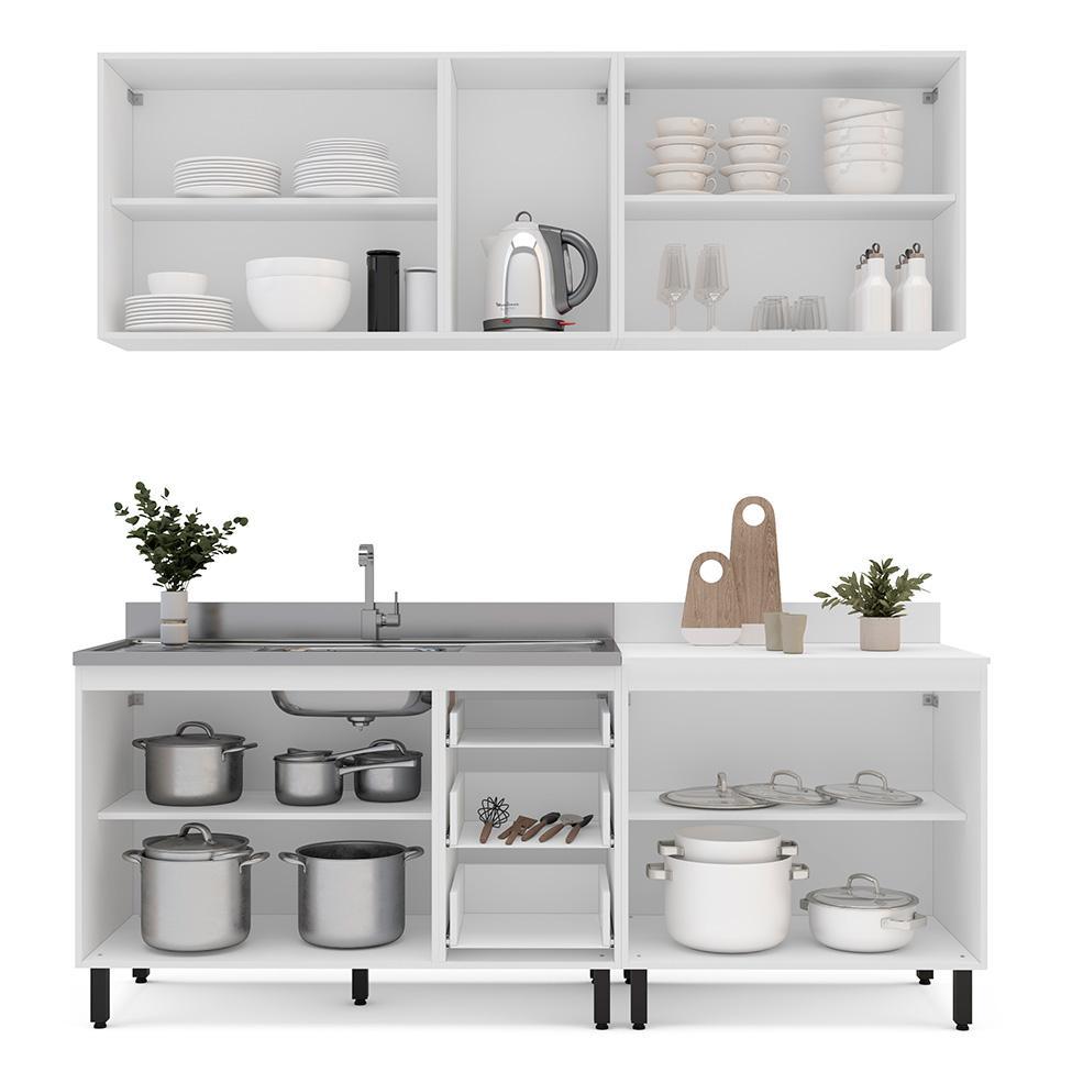 Cozinha Compacta Sem Tampo com Rodapé Amara 9 Portas 3 Gavetas Branca - 8