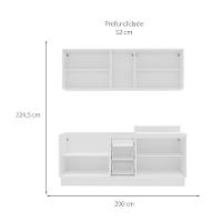 Cozinha Compacta Sem Tampo com Rodapé Amara 9 Portas 3 Gavetas Branca - 3