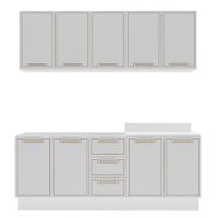 Cozinha Compacta Sem Tampo com Rodapé Amara 9 Portas 3 Gavetas Branca - 5