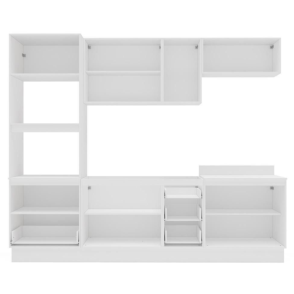 Cozinha Compacta sem Tampo com Rodapé Meena 10 Portas 4 Gavetas Creme e Branca - 7