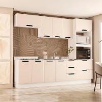 Cozinha Compacta sem Tampo com Rodapé Meena 10 Portas 4 Gavetas Creme e Branca - 1