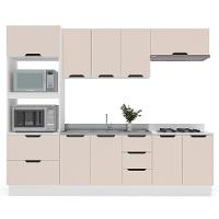 Cozinha Compacta sem Tampo com Rodapé Meena 10 Portas 4 Gavetas Creme e Branca - 6