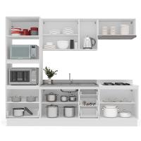Cozinha Compacta sem Tampo com Rodapé Meena 10 Portas 4 Gavetas Creme e Branca - 8