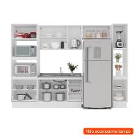 Cozinha Compacta Sem Tampo com Rodapé e Paneleiro Amara 10 Portas 4 Gavetas Verde e Branca - 2