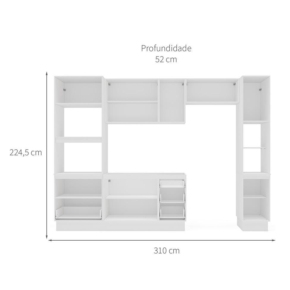 Cozinha Compacta Sem Tampo com Rodapé e Paneleiro Amara 10 Portas 4 Gavetas Azul e Branca - 3