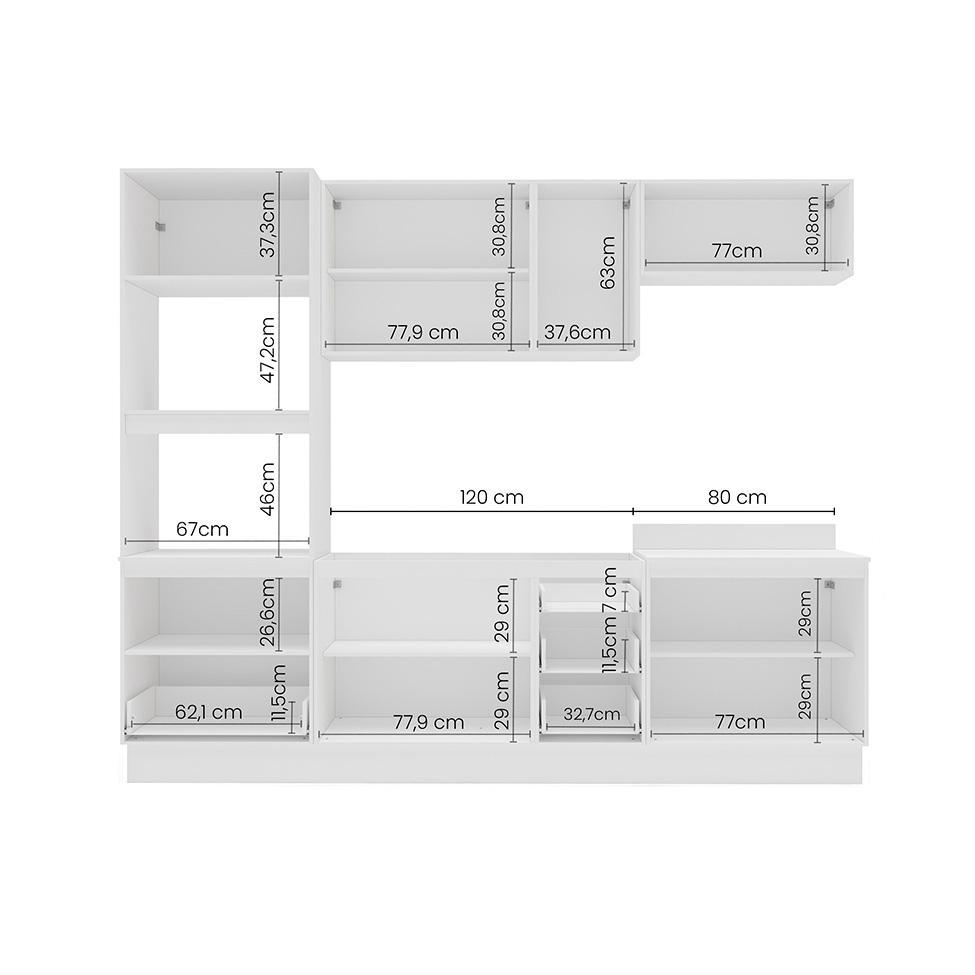 Cozinha Compacta Sem Tampo com Rodapé e Paneleiro Amara 10 Portas 4 Gavetas Azul e Branca - 4