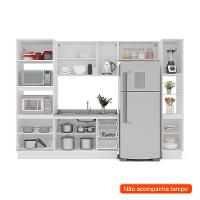 Cozinha Compacta Sem Tampo com Rodapé e Paneleiro Amara 10 Portas 4 Gavetas Azul e Branca - 2