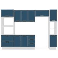 Cozinha Compacta Sem Tampo com Rodapé e Paneleiro Amara 10 Portas 4 Gavetas Azul e Branca - 5