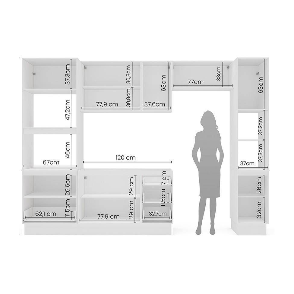 Cozinha Compacta sem Tampo com Rodapé e Paneleiro Meena 10 Portas 4 Gavetas Verde e Branca - 4