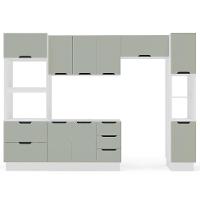 Cozinha Compacta sem Tampo com Rodapé e Paneleiro Meena 10 Portas 4 Gavetas Verde e Branca - 5
